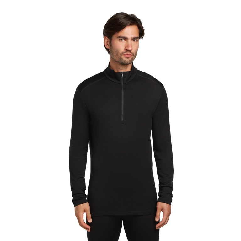 Icebreaker Unterwäsche Thermo-Langarmshirt 260 Tech Half-Zip - Merinowolle, enganliegend - 2024 schwarz Herren